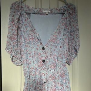 Button down, A-line floral dress